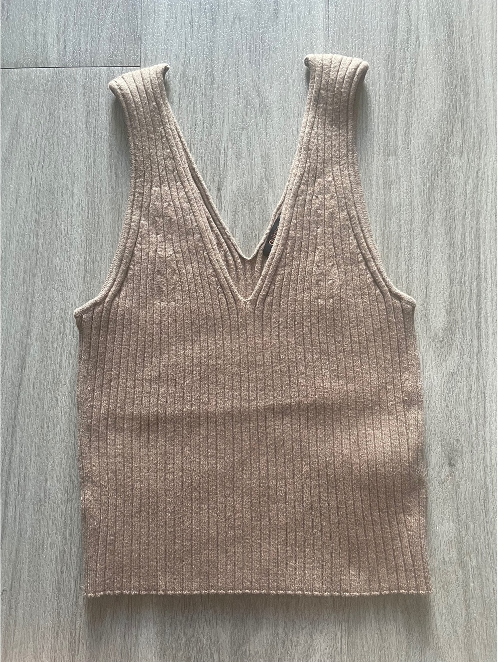 Quince eco-knit cropped sweater tank top warm taupe size large